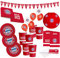 FC Bayern München Party Set · XXL Fußball Party Set 58 teilig Fanartikel · Party Zubehör · Deko zur Fußballparty und Geburtstag