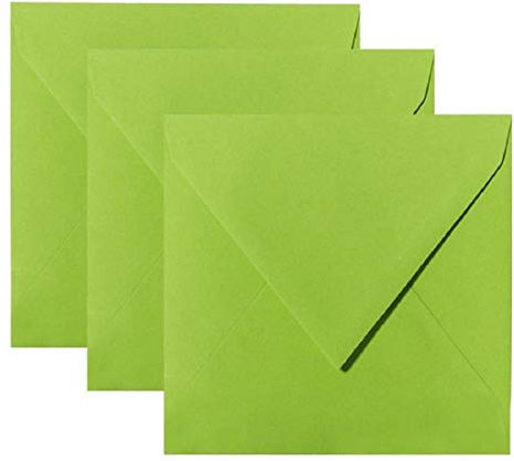 Paper24 Quadratische Briefumschläge 110 x 110 mm,120 g/qm, für Einladungen und Gutscheine, 100 Umschläge Apfelgrün