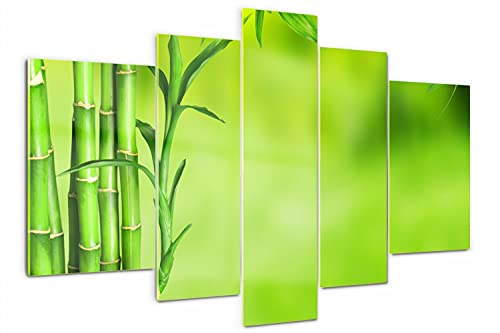 Tulup Glasbild Wandbild Gehärtetem Sicherheitsglas 170x100cm Wandkunst Deko Küche & Wohnzimmer 5 Teile Akrylglas - Bambus
