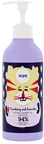 YOPE Natürliches Duschgel für Kinder | Cranberry und Lavendel | Cranberry-Extrakt | Vitamin C | Natürliche Waschsubstanzen | 94% natürliche Inhaltsstoffe | Feuchtigkeitsspendend | 400ml