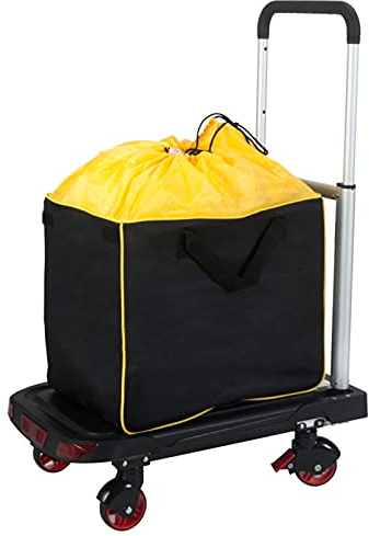 Sackkarre Faltwagen mit Abnehmbarer Einkaufstasche, Aluminium einstellbares Höhenfahrzeug 37x62x90cm