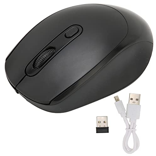 Seacanl Ratón Inalámbrico, Diseño Ergonómico, Ratón para Ordenador Portátil, Control de Silencio, 10 M de Distancia, Batería de 500 MAh para Oficina, Hogar, Viajes(Negro)
