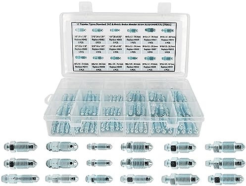 Dsnaduo Brake Bleeder Screws - 90-Piece SAE & Metric Bleeding Screws Kit, Fit for Ford, Dodge, Chrysler, Toyota