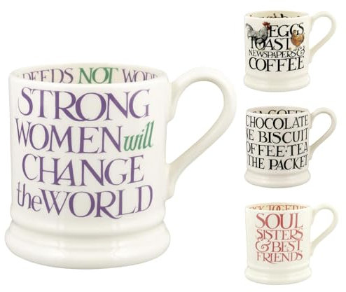 Emma Bridgewater Large Mug 1/2 Pint, Ceramic Coffee Cup Large - Stoneware Mug, Cappuccino, Latte, Coffee, Tea Cup - Beautiful Mugs, Birthday Gift - Coffee Mug Purple Lettering Women Equality