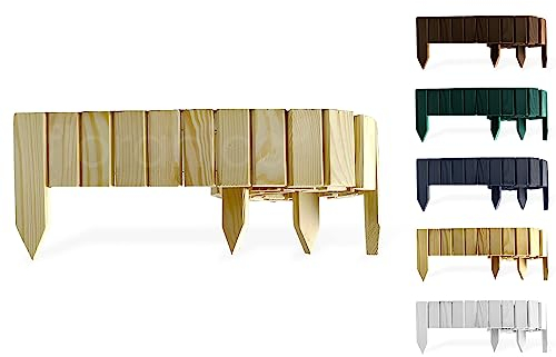 Floranica Rollborder II Flexibler Holzzaun 200 x 20 cm Unbehandelt (kürzbar) Kiefernholz Beetumrandung unimprägniert Gartenzaun Beeteinfassung Dekozaun Rollboarder Rasenkante