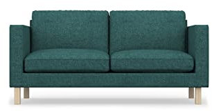 comfortly Ersatzbezug für 2-Sitzer-Sofa, handgefertigt, kompatibel mit Karlstad-Couch – nur Bezüge (Krone – Ozeanblau)