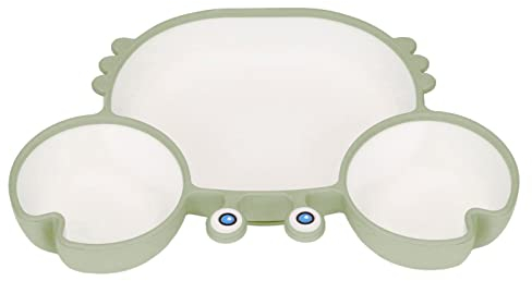 Assiette à ventouse crabe, base à ventouse écologique, bords arrondis, assiette à ventouse pour chaise haute pour bébé compatible avec la plupart des tables