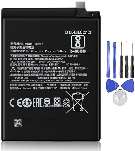 Batería compatible con Xiaomi Redmi 6 Pro, Mi A2 Lite BN47 4000 mAh + kit destornillador