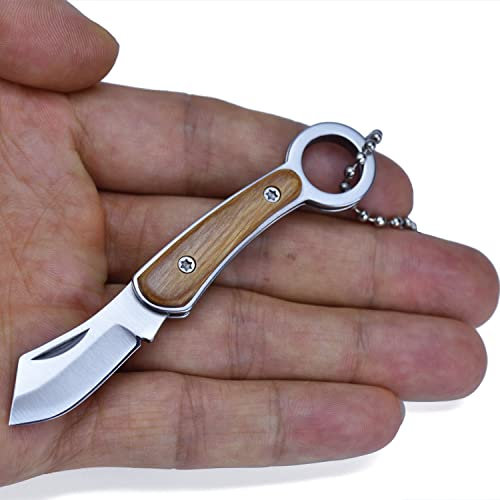 JPCRMOV Mini Klappmesser Messer Taschenmesser mit Schlüsselanhänger, klein Survival Messer Outdoor Camping Knife EDC (Gelb)