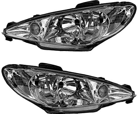 ATEC Germany 2x Hauptscheinwerfer vorne links + rechts glasklare Streuscheibe H7 Frontscheinwerfer ohne Stellmotor, Kompatibel mit PEUGEOT 206 CC (2D), 206 Schrägheck (2A/C), 206 SW (2E/K)