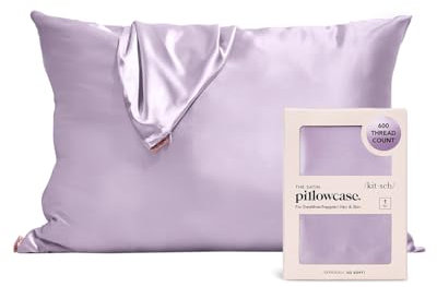 Kitsch Kissenbezug aus 100% Satin mit Reißverschluss, weicher als Seidenkissenbezug für Haar und Haut, kühlender Kissenbezug, Satin-Kissenbezug (Standard/Queen (1er-Pack), Lavendelfarben