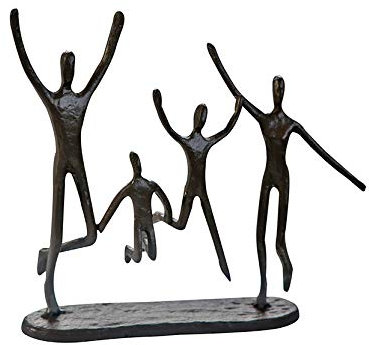 Casablanca Design Skulptur Jumping Freunde Familie Höhe 22 cm Breite 20 cm aus Eisen brüniert Erlebnis Freundschaft brüniert Wohnzimmer Skulpturen Deko Modern