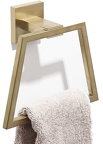 Anello per asciugamani quadrato in oro spazzolato, moderno porta asciugamani da bagno, montaggio a parete, in acciaio inox