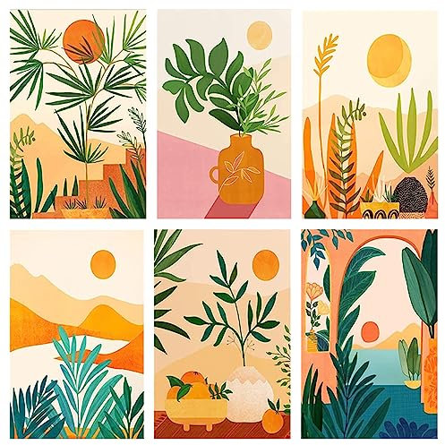 YALKIN Lot de 6 kits de peinture par numéros pour adultes, peinture à l'huile acrylique facile par numéro, kit de peinture à l'aquarelle à fleurs sur toile sans cadre pour décoration murale