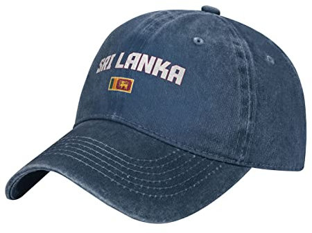 BAAROO Navy Washed Denim Baseball Cap Sri Lanka Flagge Cool Sri Lanka Männer Vintage Baumwolle Hut Unisex Trucker Patriotische Hüte, #1428, M/Einheitsgröße