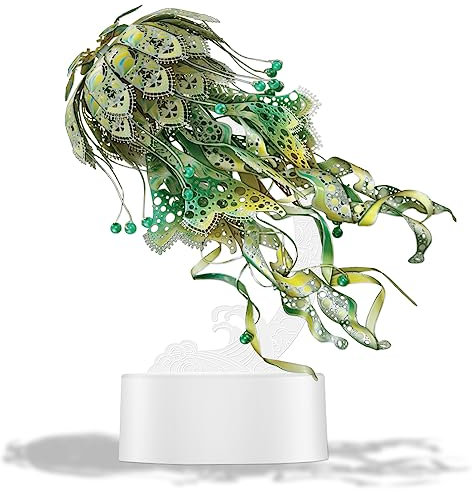 Piececool 3D Puzzle Metal Jellyfish, Marine Organism Craft Model Kits for Adults to Build, 3D Puzzles Adult Teens for 304 Stainless Steel, Ideal as Gifts, Home Decoration, DIY, 61 Pieces (Green)