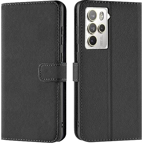 Verco Handyhülle für HTC U23 Pro Hülle, Bookcase Tasche Flipcover für HTC U23 Pro Case [Kartenfächer/Aufstellfunktion], Schwarz