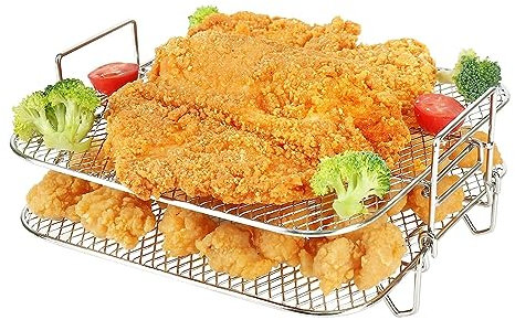 Omenluck Air Fryer Rack for Upgraded 2 Layers Square Air Fryer Accessories Grill Rack Shelf Rack Dehydrator for Air Fryer and Tower Oven