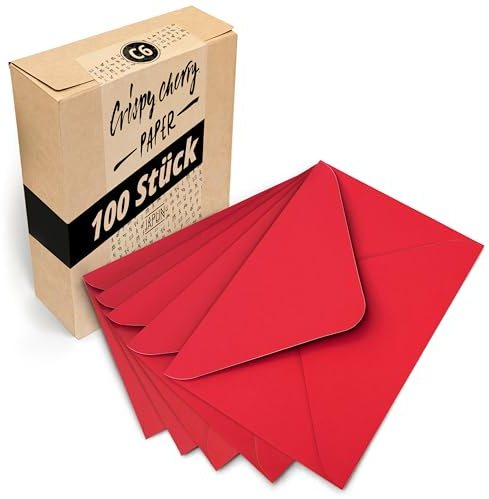 Japun – Briefumschläge (100 Stück) aus Papier, Kuvert, Umschlag ohne Fenster - DIN C6-162 x 114 mm - rot