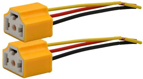 AUTOZOCO Conector H4 Recto para Faros de Coche, Adaptador Compatible con Bombillas HB2, 9003, P43T, HS1 - Cable 13.5 cm, 2 Unidades