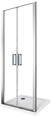 Glastür für Dusche mit 6 mm Dicke und Schwenköffnung im Saloon-Stil, die sowohl nach innen als auch nach außen geöffnet werden kann. Höhe 190 CM verstellbar (87-90 CM)