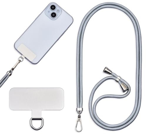 Cordon Para Movil Correa Movil Universal,Pegatinas Metálicas Para Teléfonos Móviles, Cuerdas Ajustables, Tirantes O Tirantes Para Liberar Las Manos. (Plateado)