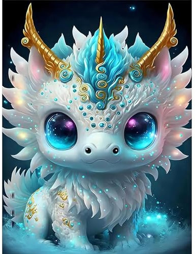 ParNarZar 5D Diamant Painting bilder 30x40cm Süßer Drache, Klein Eckige Steine DIY vollbild set für Eingangshalle, Treppe, Küche, Speisesaal, Wohnstub, Schlafzimmer