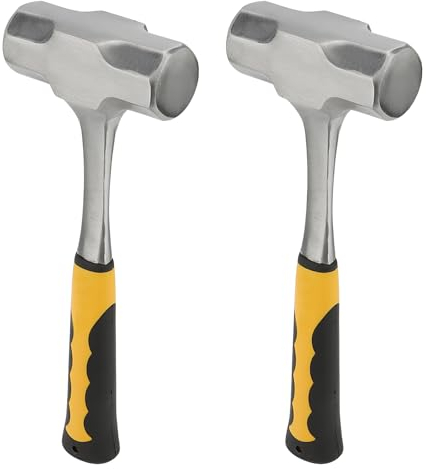MUKCHAP Sledge Hammer, 2 Pack 4lb, High Carbon Steel Head, Fibreglass Handle, Ergonomic Grip, Silver, Black, Yellow