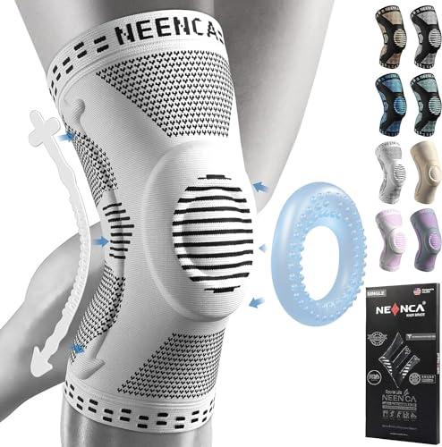 NEENCA Knästöd, komprimerat knäbandage med patella gelkuddar och fjädersidostabilisatorer, medicinska knäskydd för löpning, menisk spricka, artrit, ledsmärtlindring, ACL, återhämtning