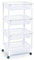 Acan Tradineur - Carrito verdulero Modelo PLFT de plástico con 4 Niveles y Ruedas, cestas apilables portaobjetos, Frutas, Verduras, Cocina, baño (Blanco - 85 x 40 x 30 cm)