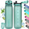 CodiCile Trinkflasche 1L, Wasserflasche 1L BPA-Frei, Auslaufsichere 1 Liter Trinkflasche, Tritan Sportflasche mit Filter für Fitness,Laufen, Schule, im Freien, Hellgrün
