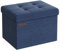 SONGMICS Storage Ottoman, Foldable Small Ottoman Foot Rest, 31 x 41 cm Foot Stool, Ottoman with Storage, Load up to 130 kg, for Living Room, Bedroom, Dorm, Light Denim Blue LSF102Q52