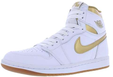 Nike Da Donna Air Jordan 1 Retro Hi OG Scarpe Da Ginnastica Scarpe, Oro Bianco Metallizzato Marrone Chiaro, 42.5 EU