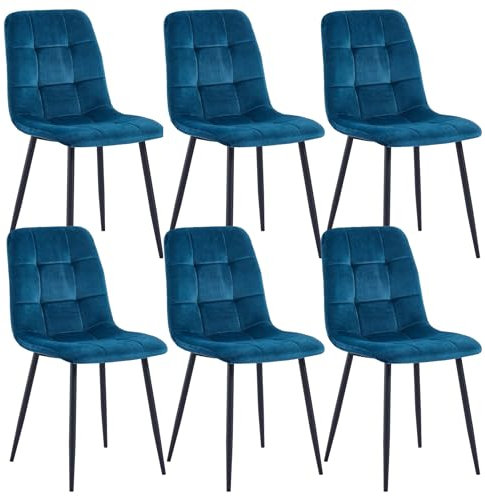 Colenis - Ela Esszimmerstühle - 6er Set - Petrol - Samt - Für Esszimmer, Küche & Wohnzimmer - Modernes Design