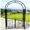 Schwarz Rosenbogen Aus Metall Stabil, Gartenbogen Torbogen Rankgestell Pergola Großkaliber Für Kletterpflanzen, 114x210cm, Hochzeitsbogen Rankhilfe Spalier Für Babyparty, Mit Tür Tor