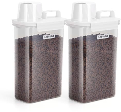 Nobleza Recipiente de Comida para Mascotas, Contenedor Pienso con Vaso Medidor, Juego de 2 Recipientes Herméticos, para Mascotas Comida 2.5L