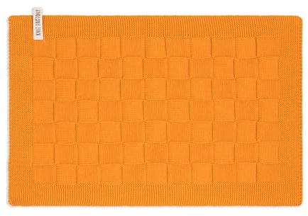 Knit Factory - Tischset Uni - Orange - 50x30 cm | Gestricktes Tischset - Platzset aus Baumwolle - Platzdekchen - Tischmatte - Tischunterlage - Platzmatte - Blockmuster
