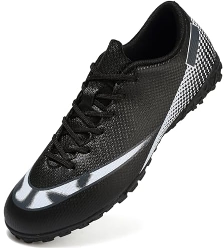Topwolve Fußballschuhe Herren Kunstrasen Fussballschuhe Professionelle Kinder Athletics Trainingsschuhe Sport Outdoor Football Schuhe,Schwarz Weiß,43 EU