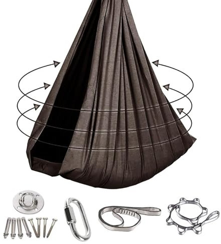 Sensorische Schaukel, Sensory Swing, Nestschaukel, Hängematte, Therapieschaukel Kinder ADHD und Autismus Stress Abbauen Hypersensitivität Übung Tiefer Druck Spieltherapiegerät(Schwarz)