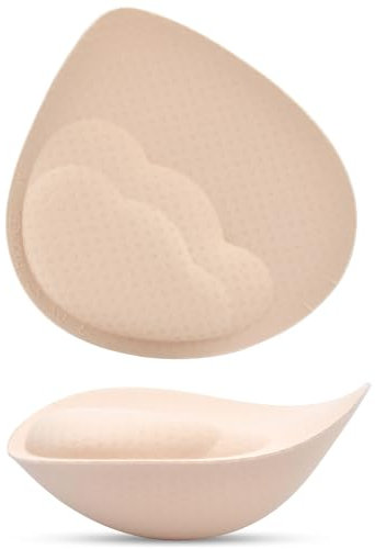 KSang Super Thick Bra Pads Inserts for Push Up, Bra Pads Breast Enhancers Add 1-2 Cups for Women Dresses, Swimsuits, Sport, Beige, D/E