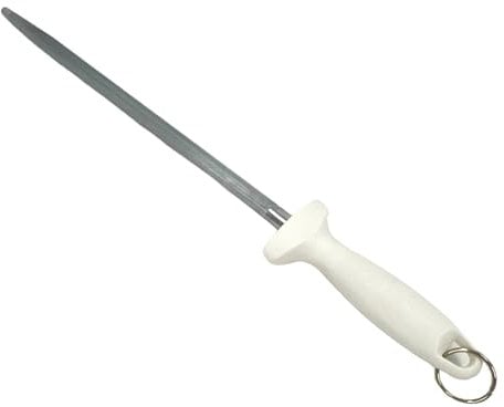 Chabrias Ltd Professional Sharpening Steel, 12 (300mm) - Premium Carbon Steel Honing Rod with Ergonomic Non-Slip Handle Knife Sharpener (White)