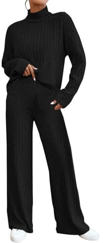 2024 Tuta Donna Completo Elegante 2 Pezzi Casual Tute da Ginnastica Tailleur Girocollo Maglia a Maniche Lunghe e Pantaloni a Gamba Larga Autunnale Invernale Completi Per La Casa