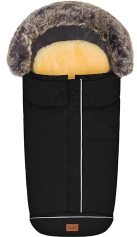Fillikid Winterfußsack Mavensi 50 x 100 cm | Babyfußsack Kinderwagen Buggy mit Reißverschluss | Kuschelsack Einschlagdecke | Warmer Universal Thermo-Fusssack | abnehmbare Lammfellauflage