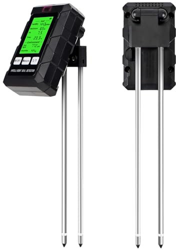 Agrdeed 6 in 1 PH Bodenmessgerät, Dual-Probe-Technologie Bodentester mit PH/Temperatur/Feuchtigkeit/Licht, PH Bodentester für Rasen Gartenarbeit Landwirtschaft für Gartenarbeit, Rasen, Landwirtschaft