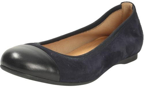 Gabor Damen Klassische Ballerinas, Frauen Flats,Slipper,Ballerina-Schuhe,Ballett-Schuhe,Ballet-Flats,Ausgehschuhe,Atlantik/schwarz,44 EU / 9.5 UK