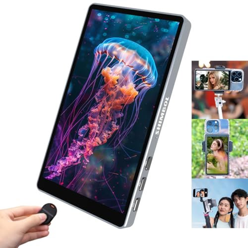 Shimbol CP5 Selfie-Monitor, 5 Zoll FHD-Touchscreen, Rückkamera, 1080P, Telefon-Selfie-Vlog mit Bluetooth-Fernbedienung, für iPhone und Android, für Selfies, Vlogging, Live-Streaming, TikTok.