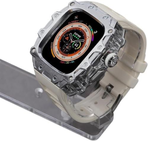 AEHON RM-Stil, Legierung, transparente Lünette, Mod-Kit, für Apple Watch Ultra 2, 49 mm, Gummi-Uhrenarmbänder, Zubehör, Herren, Metall, PC-Uhrenabdeckung, für iWatch Ultra 2, 49 mm Watch DIY (S, für