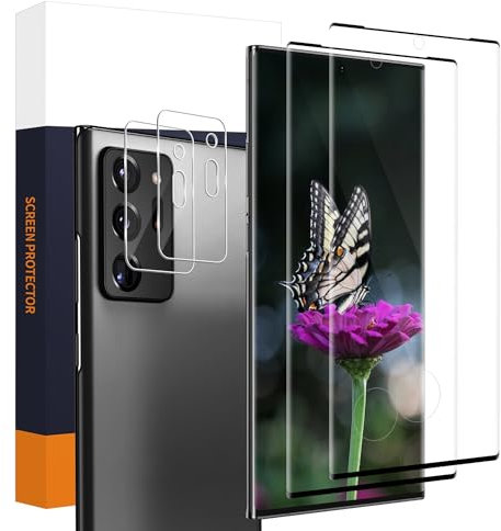 Carantee 2+2 Stück Schutzfolie für Panzerglas für Samsung Galaxy Note 20 Ultra 5G, Kameraschutz, 9H Härte, 3D Volle Abdeckung Schutzglas, 0.33mm HD Klarsicht Samsung Note 20 Ultra Displayschutzfolie