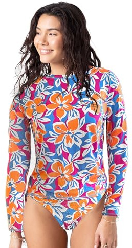 Roxy Women's Long Sleeve Rashguard – UPF 50+ Sun Protection, Surf, Beach Volley, Yoga, Quick-Dry Swim Shirt Rash Guard, Multi Floral, Medium