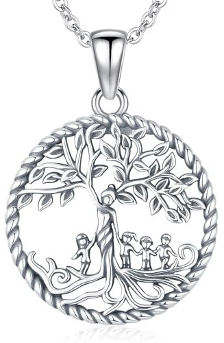 Friggem Collier Arbre de vie pour Femmes 925 Argent Sterling Arbre de Vie Mère Enfant Pendentif et Collier Arbre Généalogique, Bijoux Cadeaux pour Femmes Mamans Filles